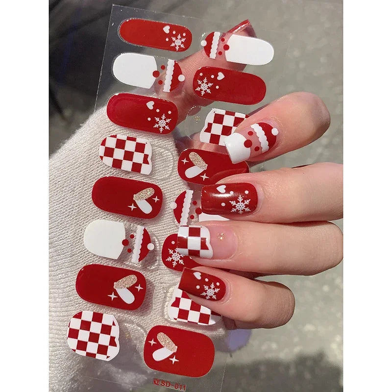 Christmas Snowflake Gel Nail Art Wraps