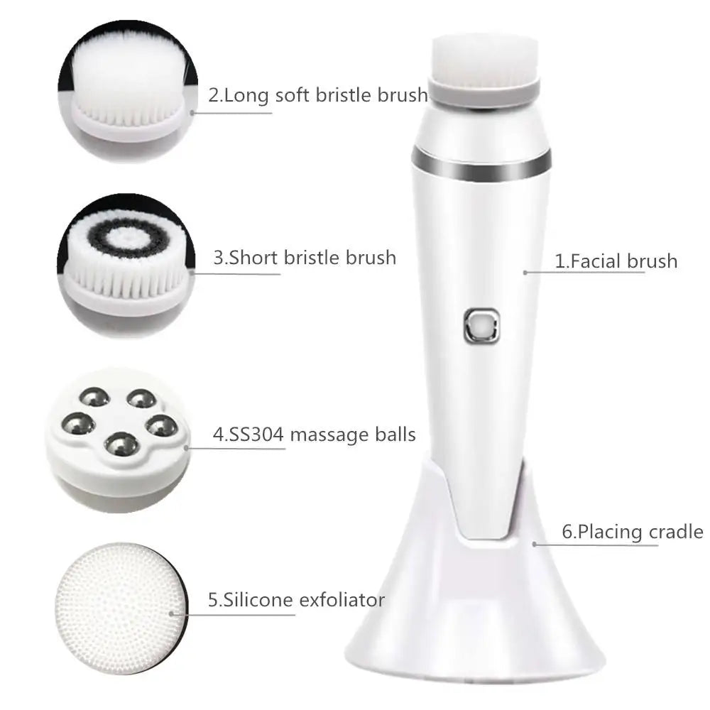 4-in-1 Electric Rotating Facial Cleansing and Massage Brush