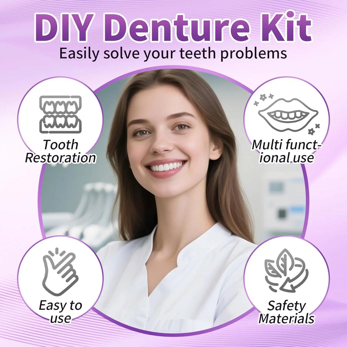 Instant Smile Cosmetic Denture Set for Natural Looking Teeth