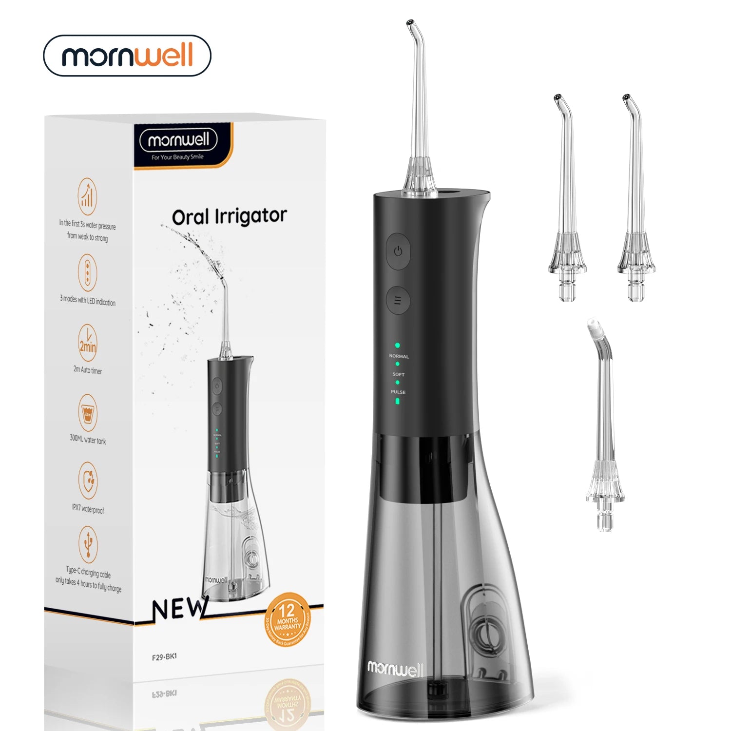 Portable Rechargeable Oral Irrigator Water Flosser with 300ML Tank - 1