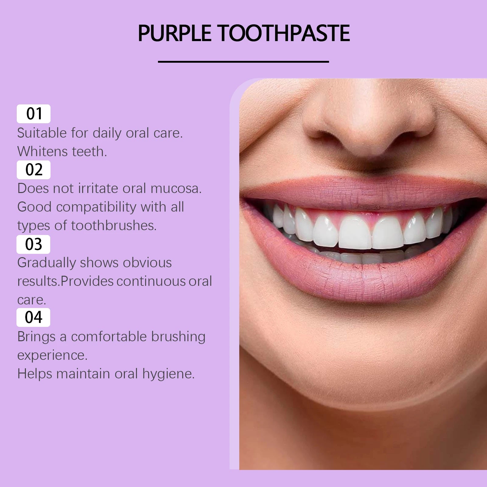 Purple Teeth Whitening Toothpaste for Stain Removal - 10