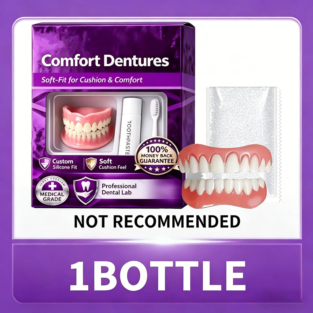 Comfort Fit Cosmetic Silicone Dentures for Upper and Lower Teeth