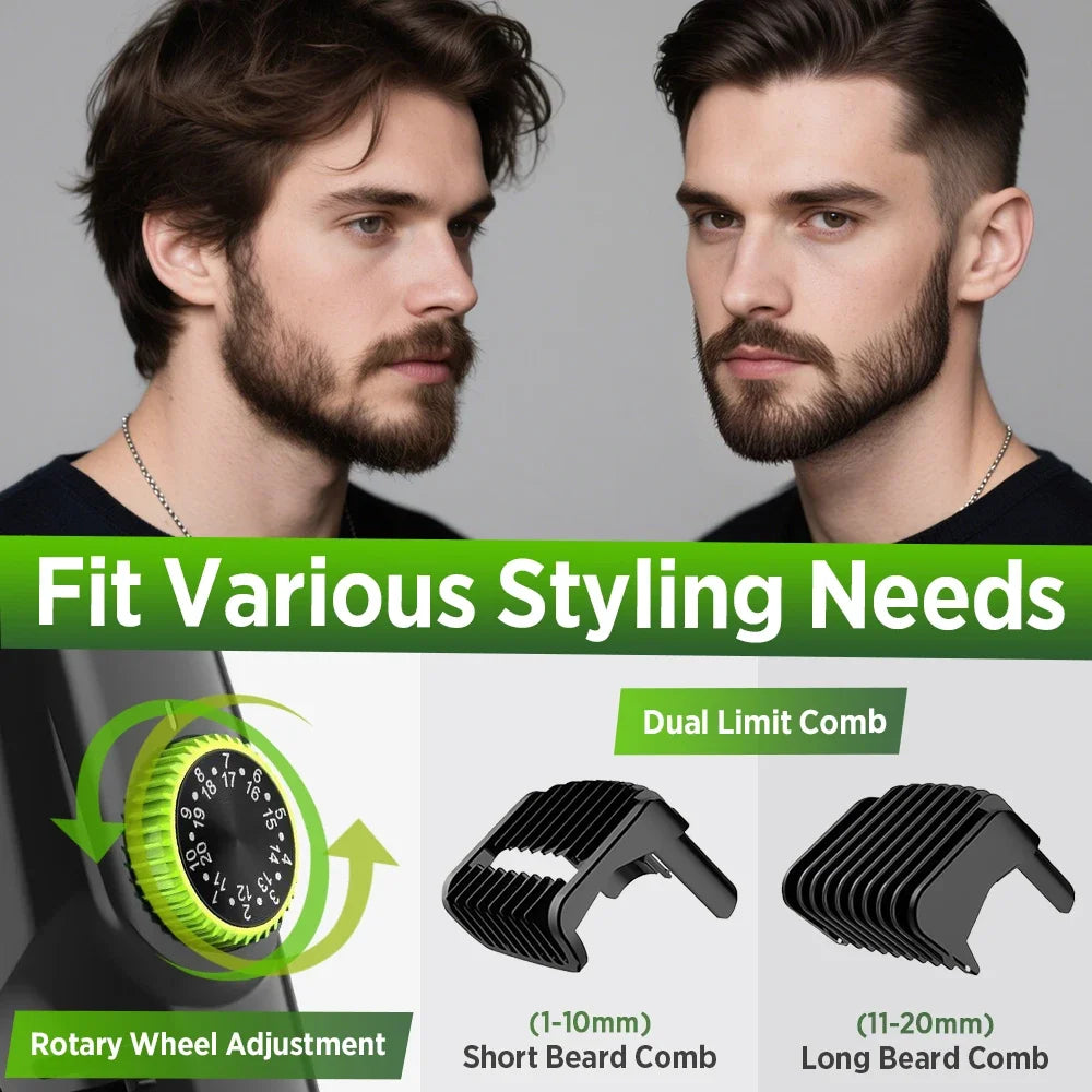 Cordless Vacuum Beard and Hair Trimmer with Waterproof Design