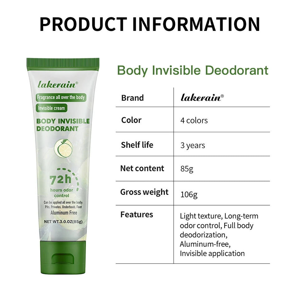 Long-Lasting Invisible Full Body Deodorant Cream - 13