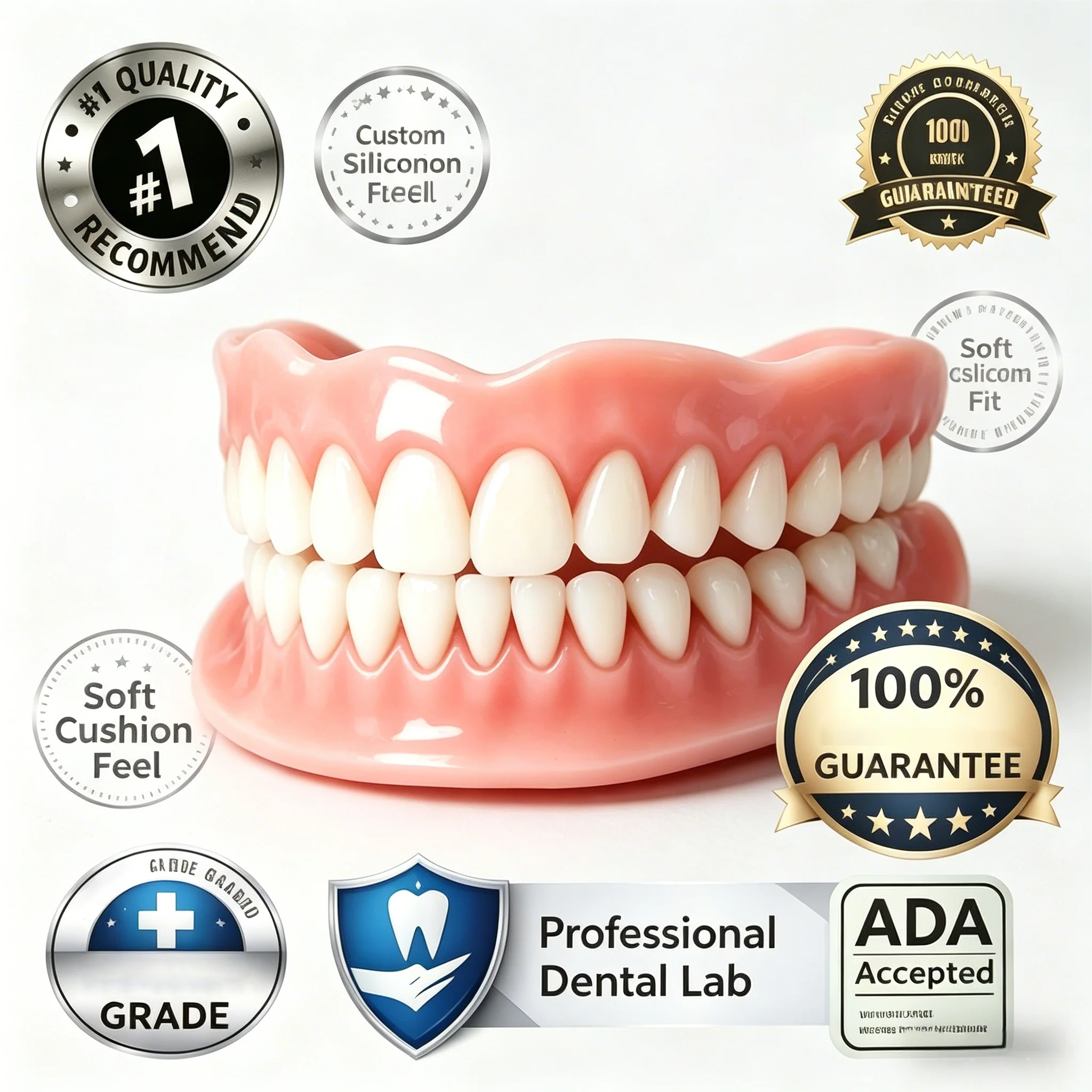 Adjustable Silicone Full Mouth Denture Set for Cosmetic Smile