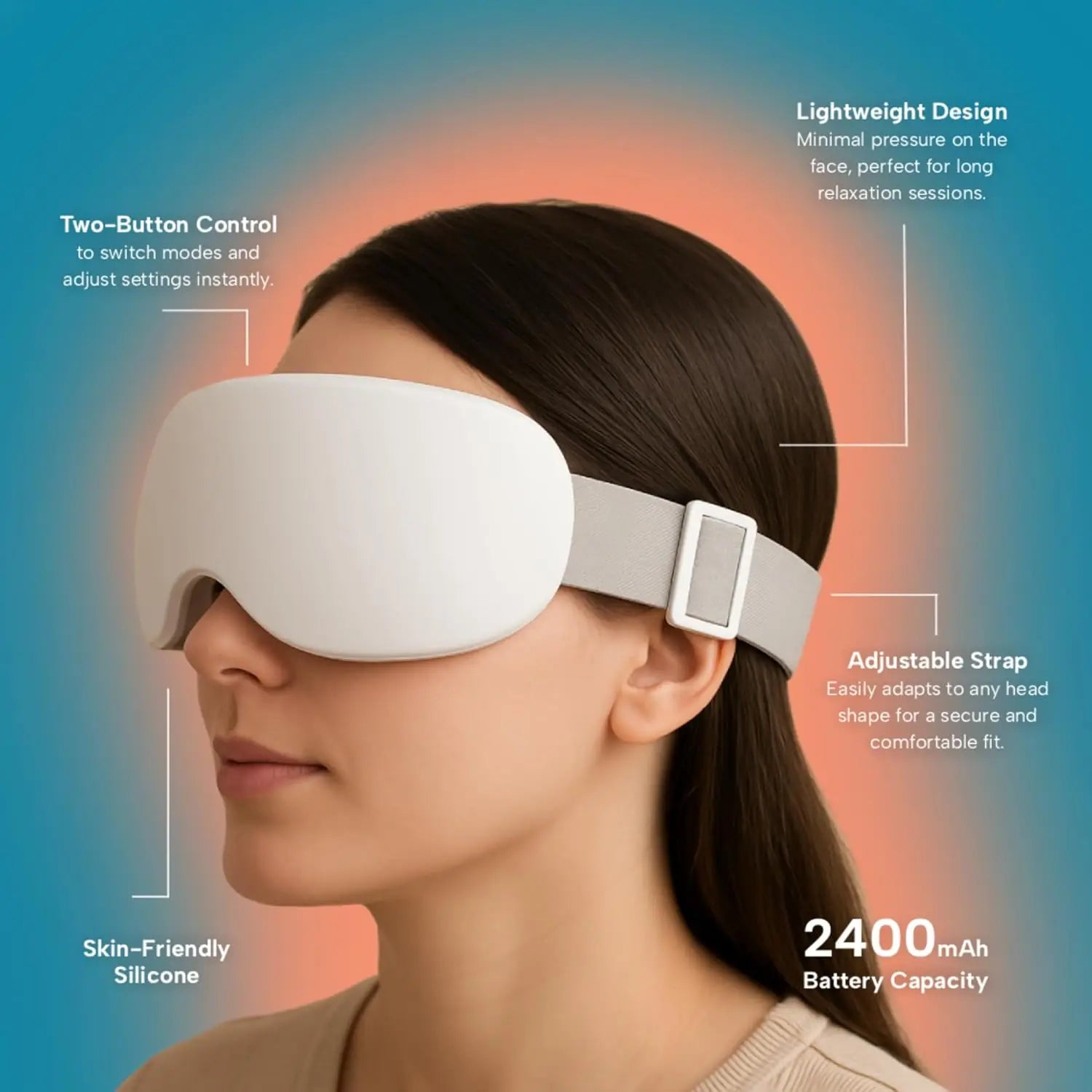 Smart Cooling Eye Massager with Vibration for Stress Relief - 11