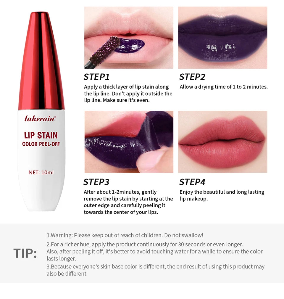 Waterproof Peel-Off Lip Stain Matte Tint