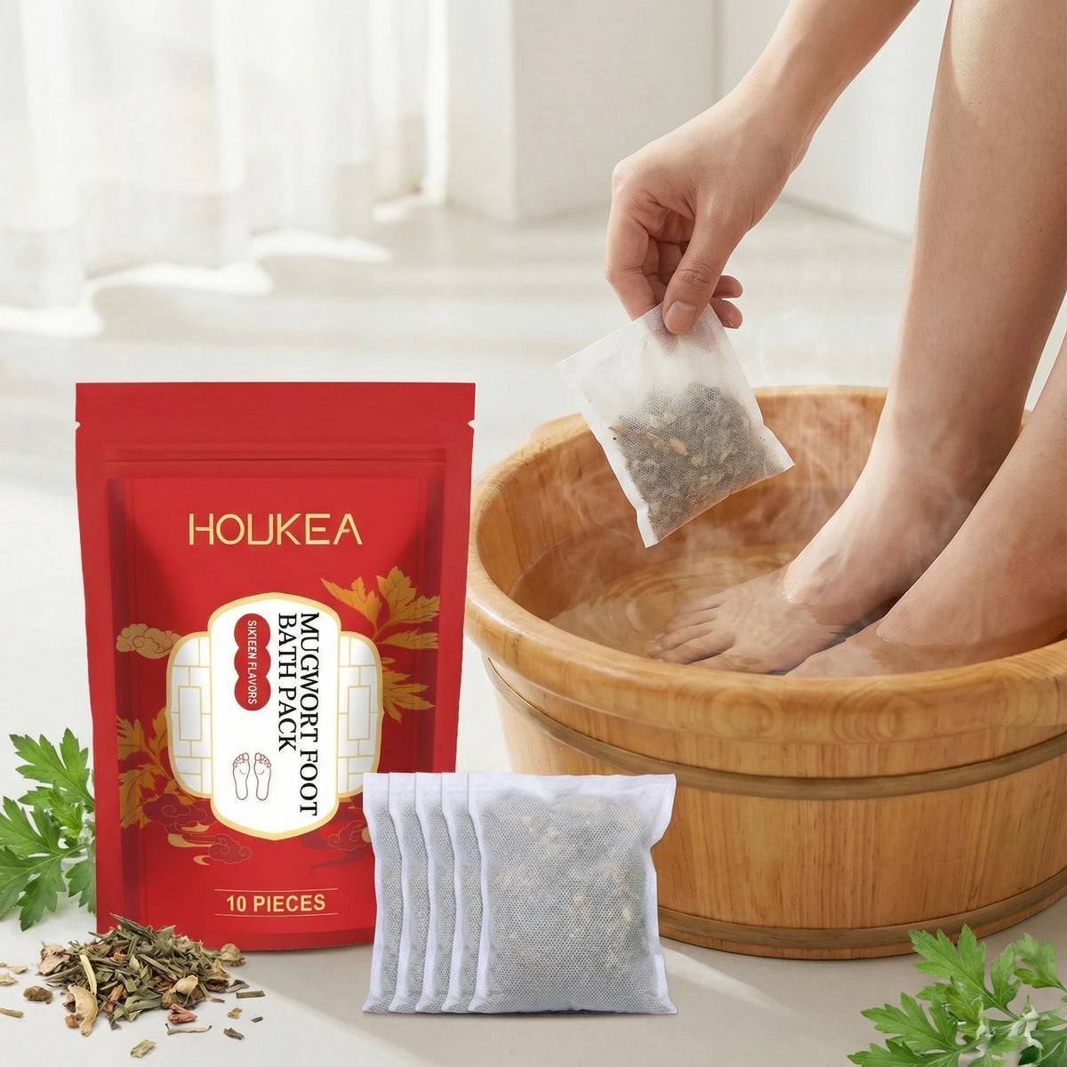 Herbal Mugwort Foot Bath Soak for Relaxation and Sleep Support