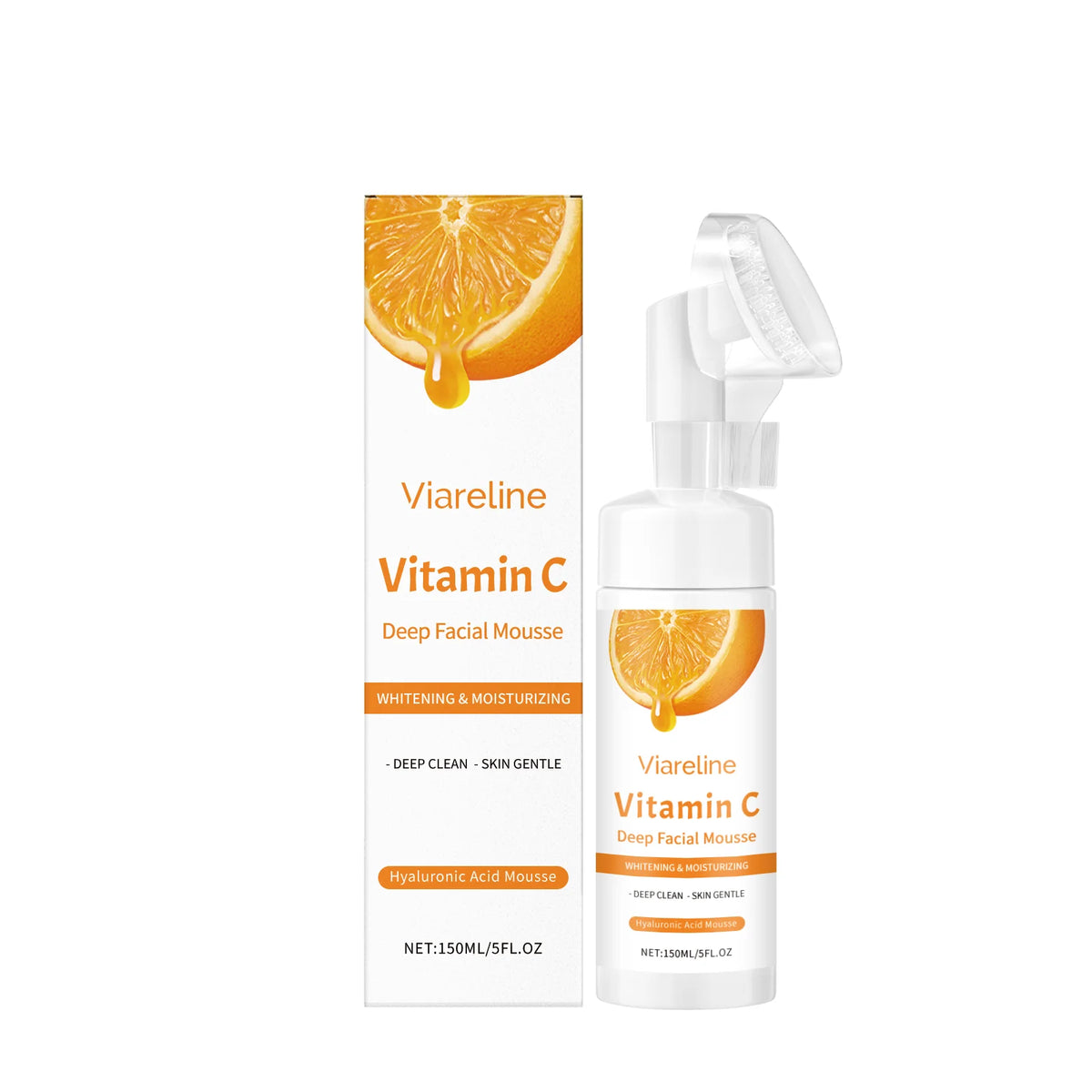 Vitamin C Brightening Facial Cleansing Foam with Built-in Brush