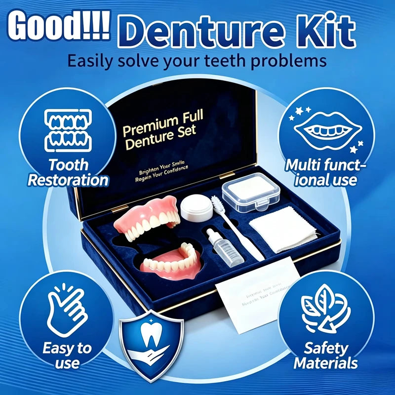 Instant Smile Cosmetic Denture Set with Cleaning Tools