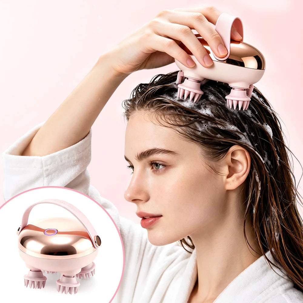 Electric Waterproof Scalp Massager with Kneading Nodes