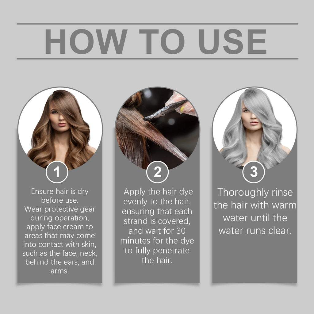 Permanent Silver Gray Hair Coloring Cream