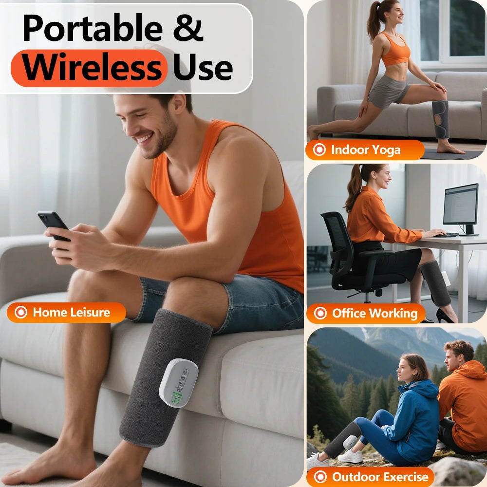 Cordless Heated Air Compression Leg Massager for Calf Relief