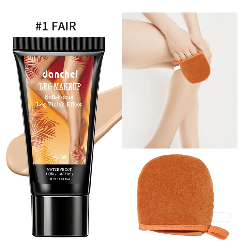 Waterproof Leg Foundation and Body Makeup with Application Glove