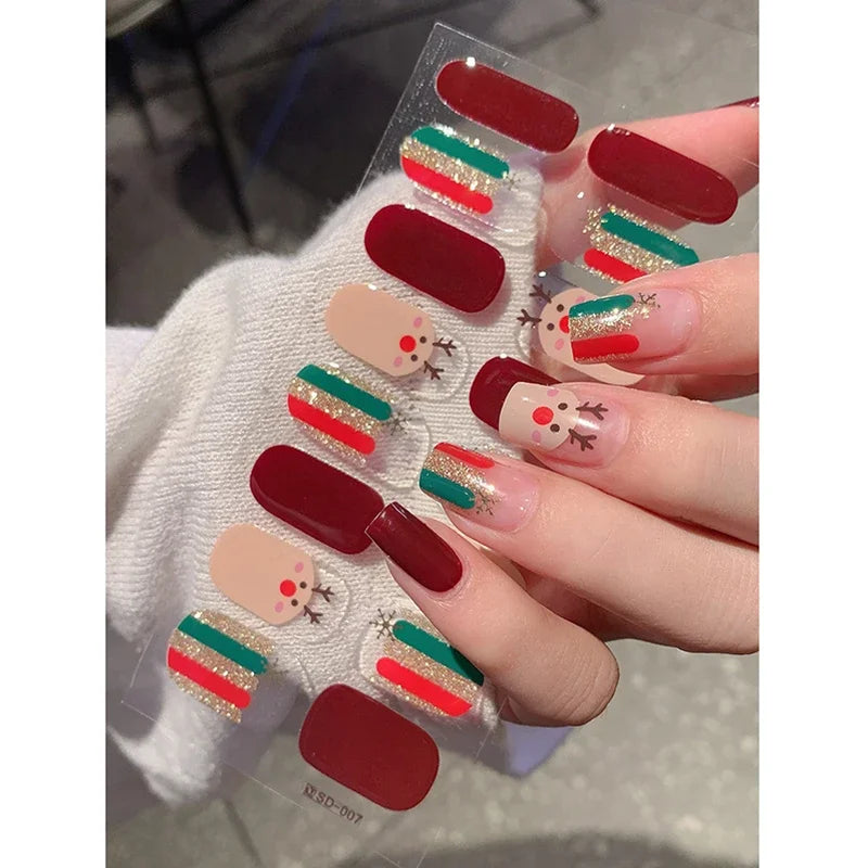 Christmas Snowflake Gel Nail Art Wraps