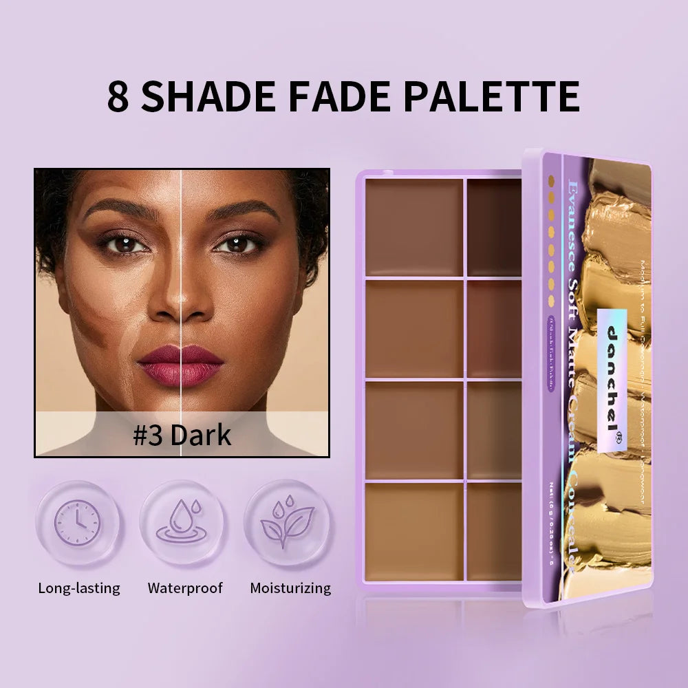 8-Shade Matte Cream Concealer Palette for Full Coverage - 3
