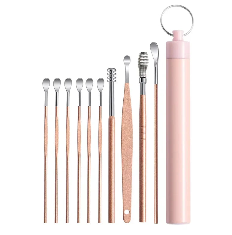 Stainless Steel Ear Wax Removal Cleaning Kit with Storage Case