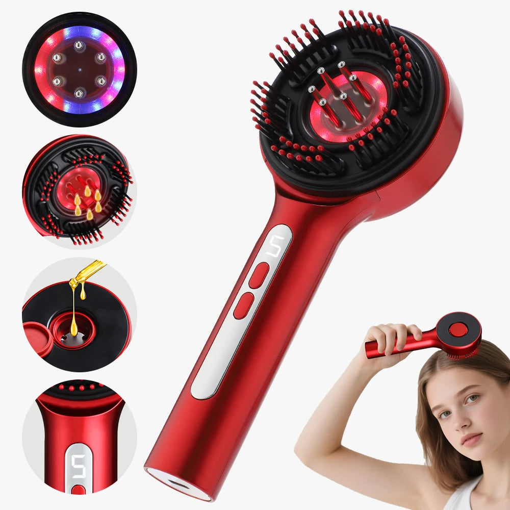 Electric Scalp Massage Comb with Liquid Applicator