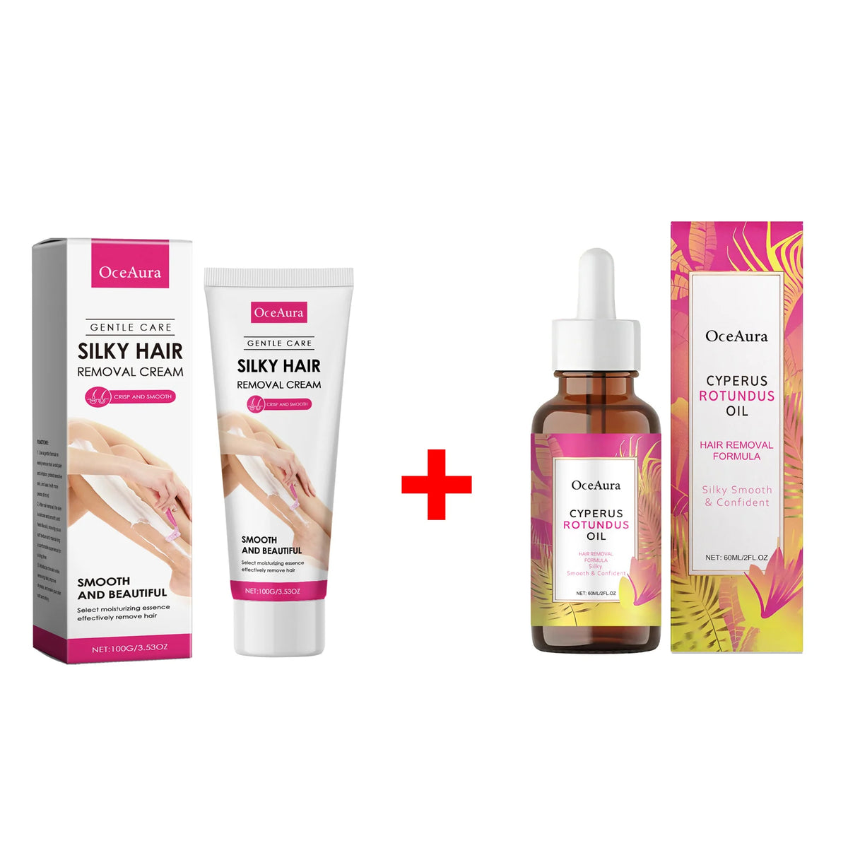Painless Body Hair Removal Cream and Nourishing Aftercare Oil