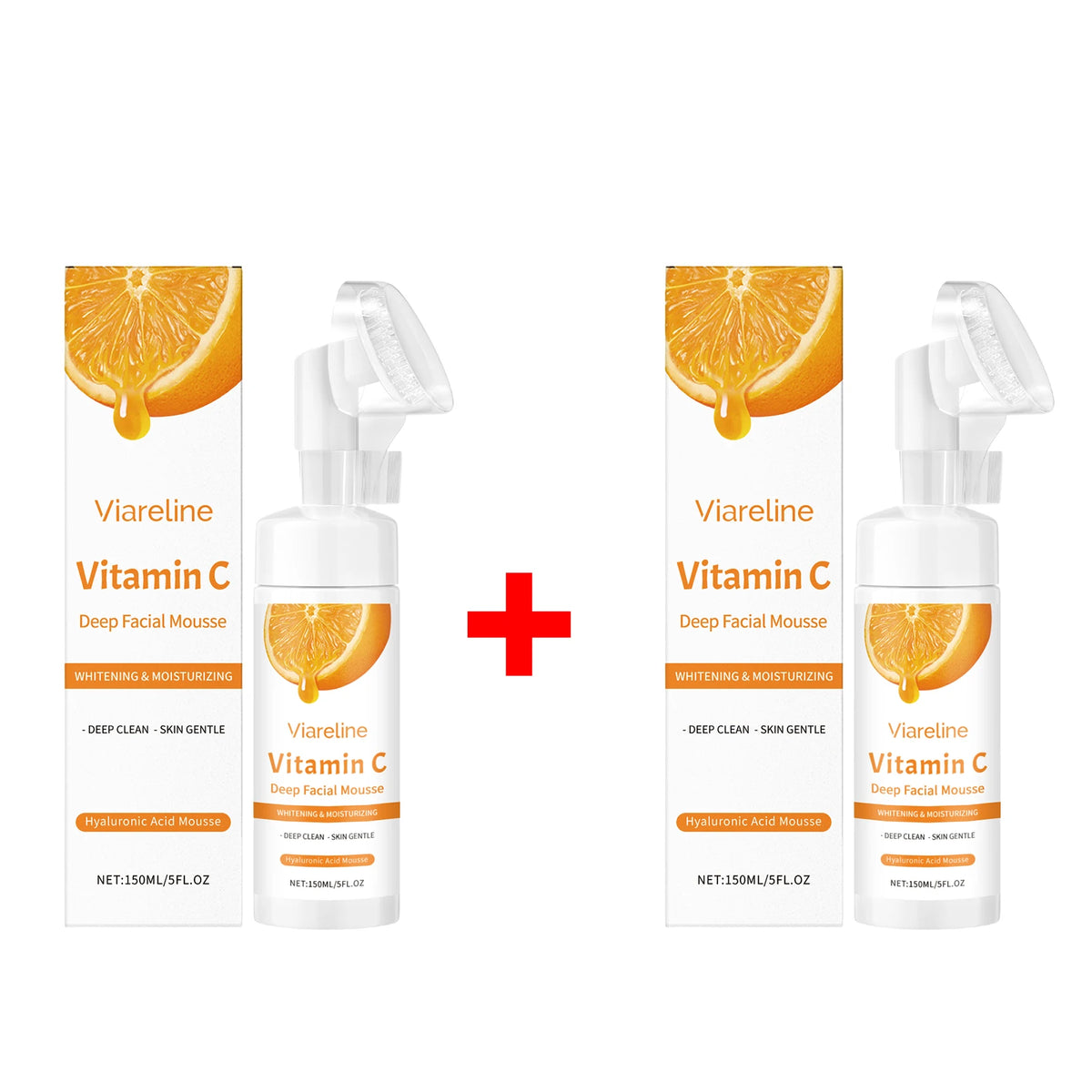 Vitamin C Brightening Facial Cleansing Foam with Built-in Brush
