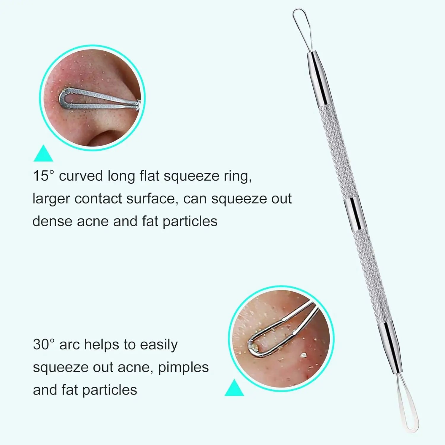 Professional Stainless Steel Blackhead and Pimple Extractor Tool Kit - 5
