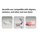 Portable Denture Cleaning Case with Rotary Brush and Storage Tray