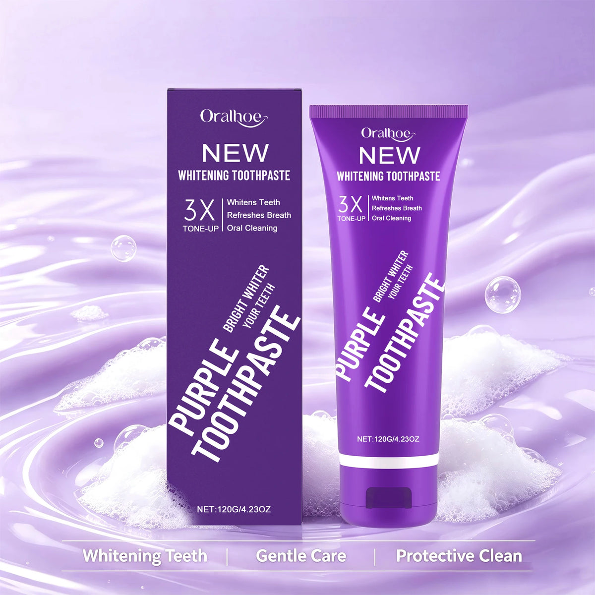 Purple Teeth Whitening Toothpaste for Stain Removal
