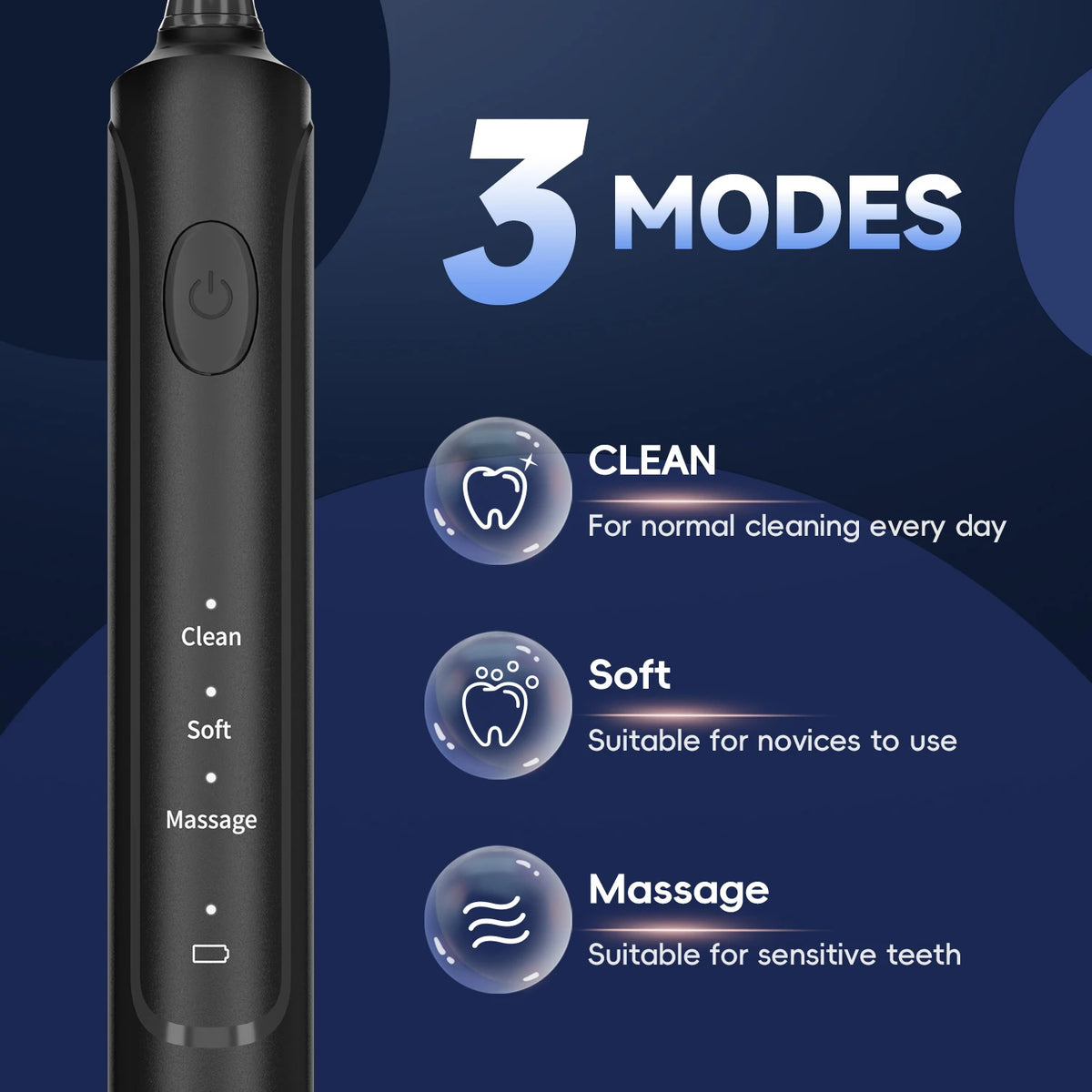 Rechargeable Sonic Electric Toothbrush with 4 Brush Heads