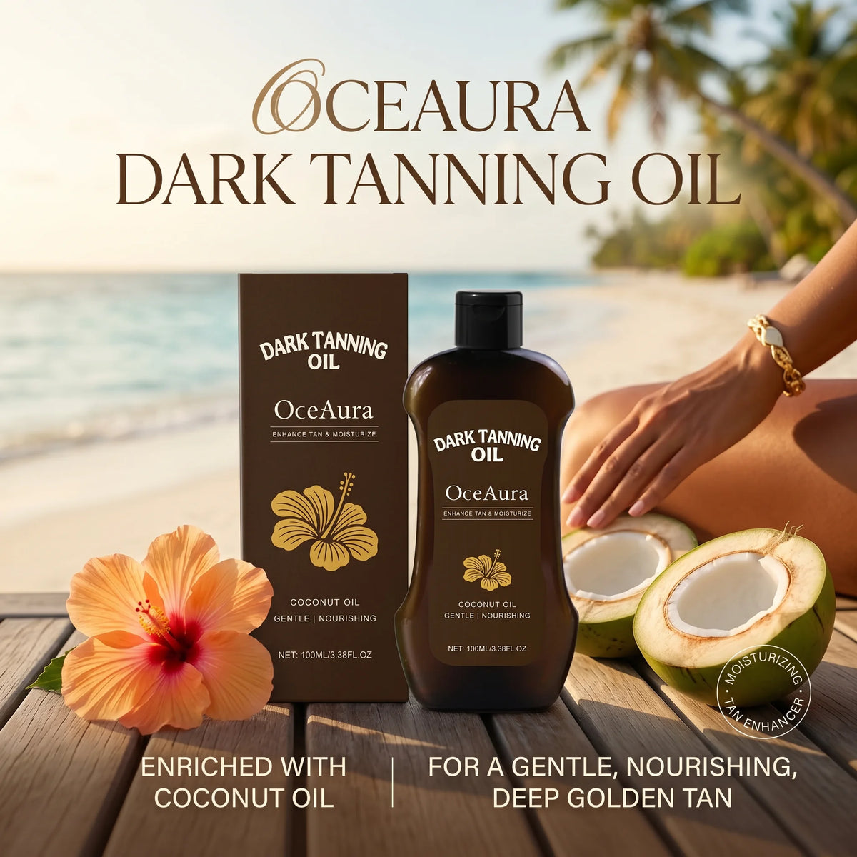 Coconut Oil Dark Tanning Body Oil for Deep Bronze Glow