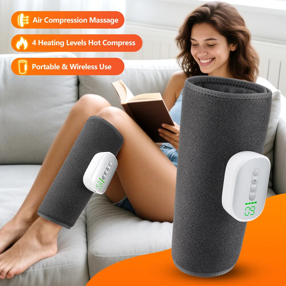 Cordless Heated Air Compression Leg Massager for Calf Relief