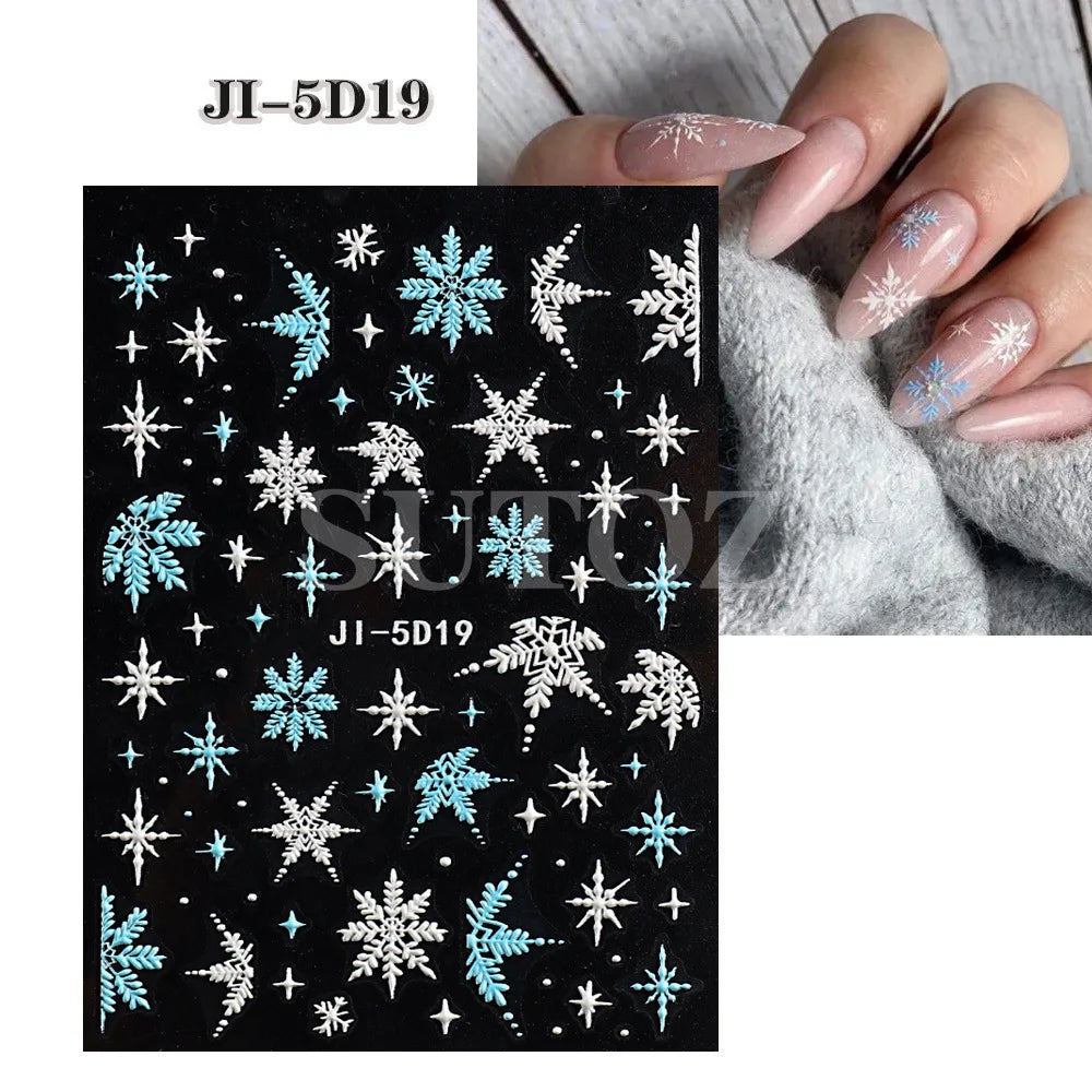 5D Embossed Christmas Nail Art Stickers