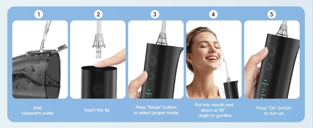 Portable Rechargeable Oral Irrigator Water Flosser with 300ML Tank