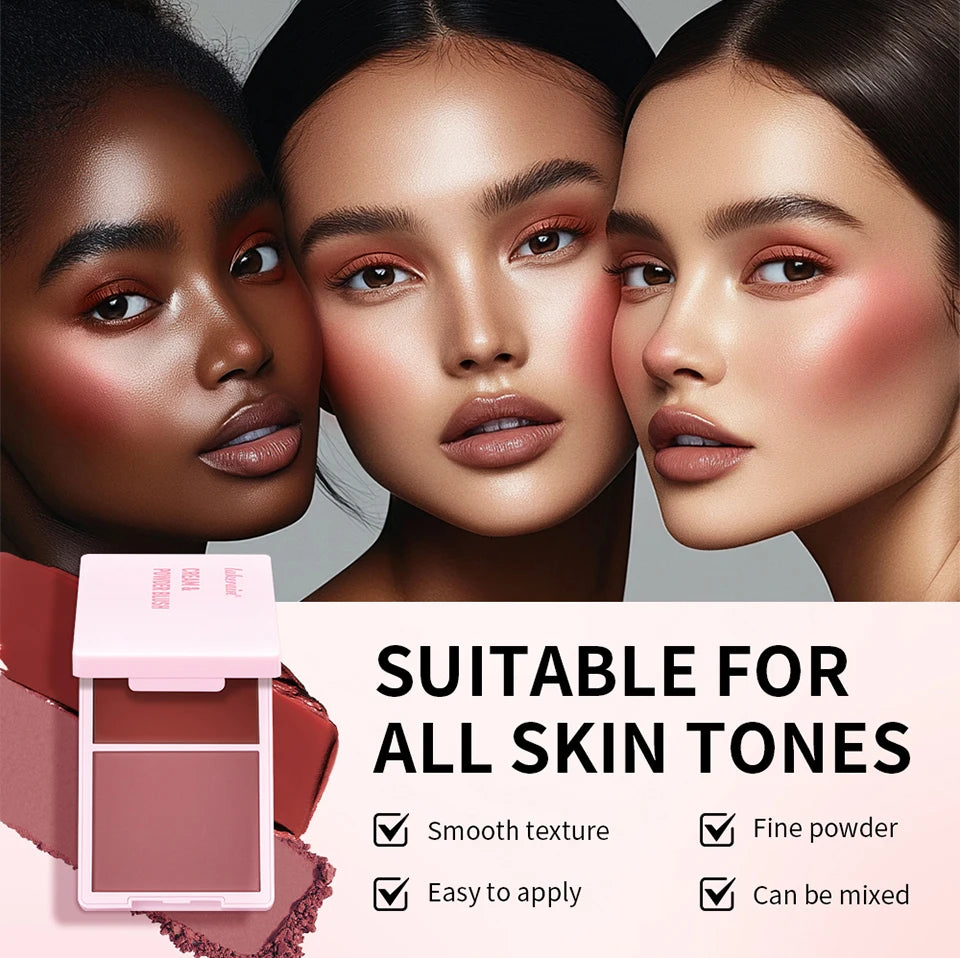 2-in-1 Cream and Powder Blush Palette for Long-Lasting Makeup