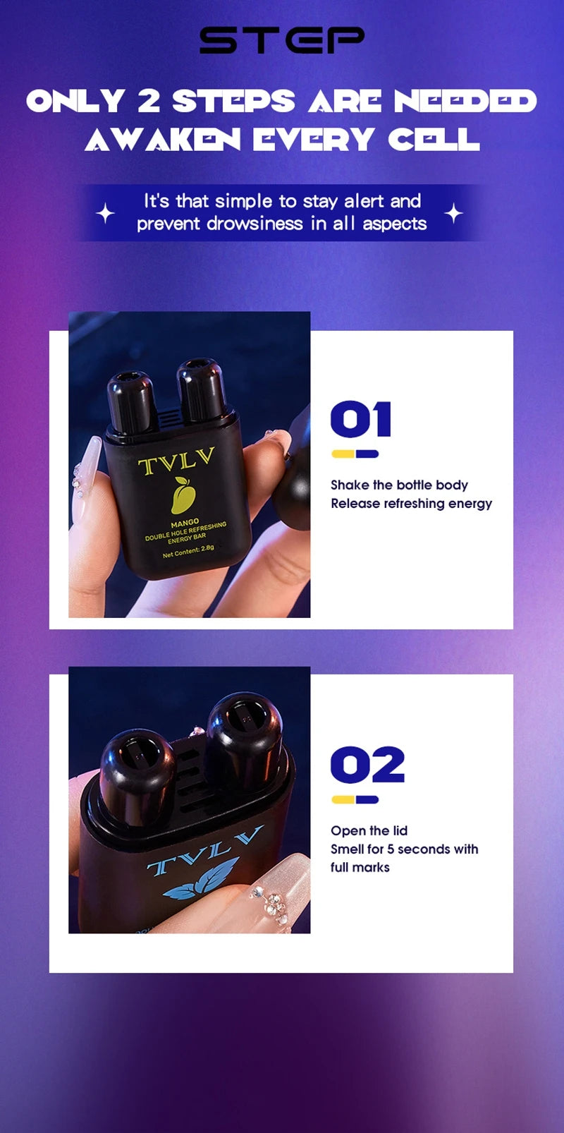 Double-Hole Aromatherapy Energy Stick for Mental Focus and Fatigue Relief