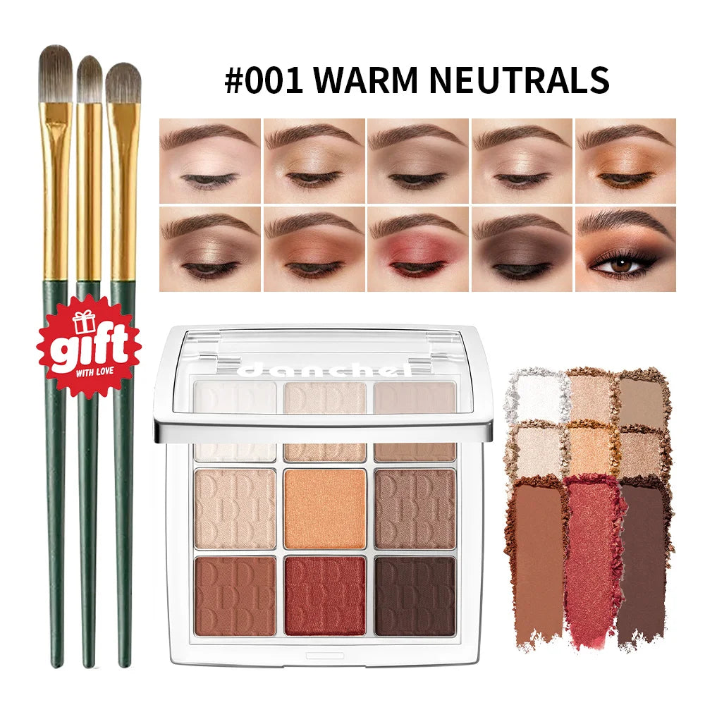 9-Color Beginner Friendly Eyeshadow Palette with Brush