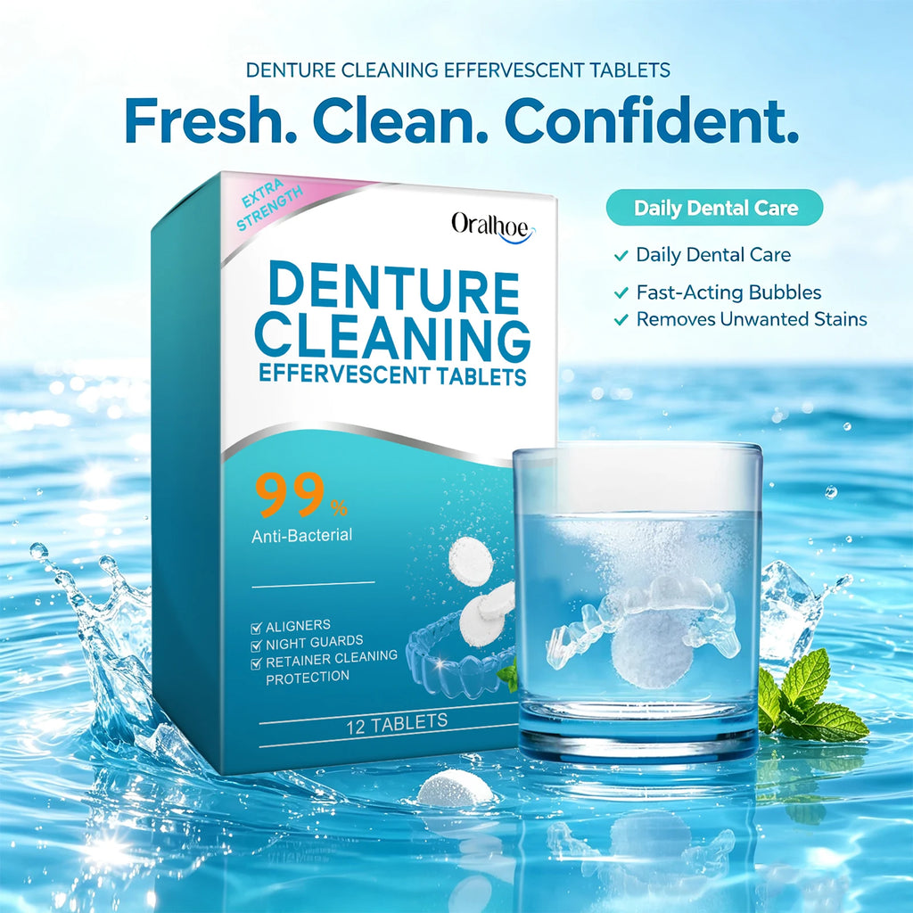 Effervescent Denture Cleaning Tablets for Retainers and Aligners