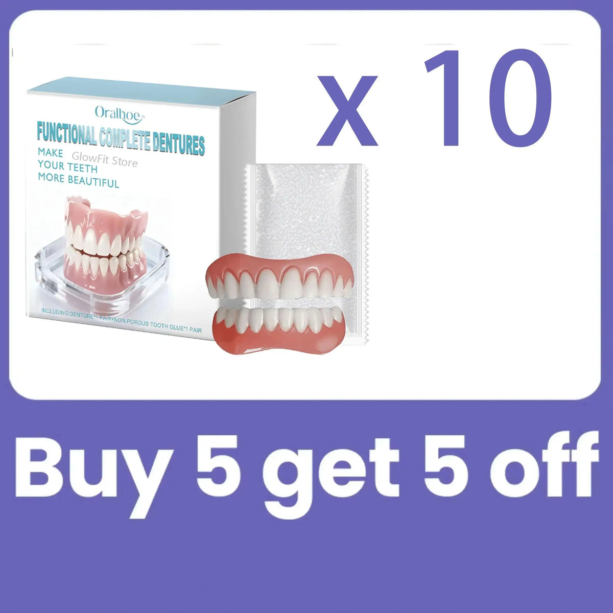 Comfortable Snap-On Silicone Cosmetic Teeth Veneers Set