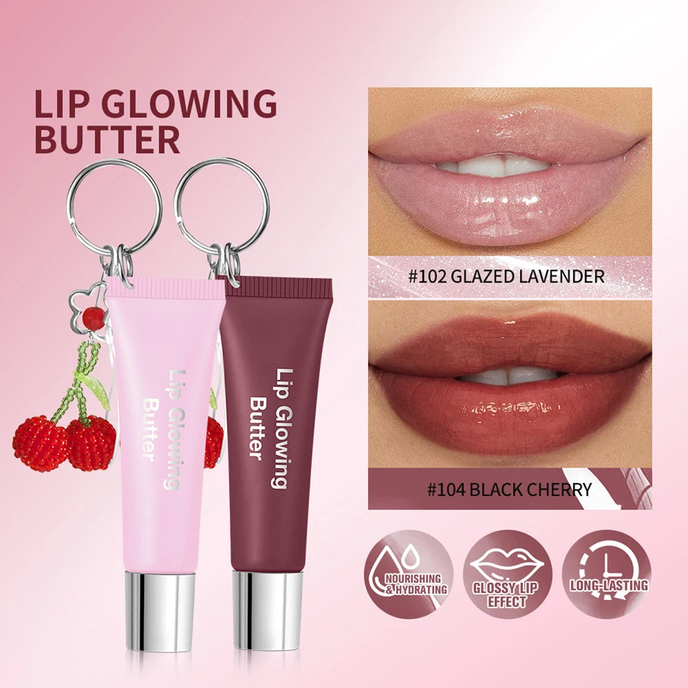 Moisturizing Lip Glowing Butter Gloss with Keychain
