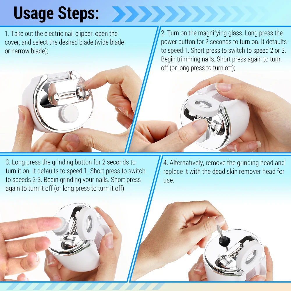 Electric Automatic Nail Clipper with Magnifier and LED Light - 9