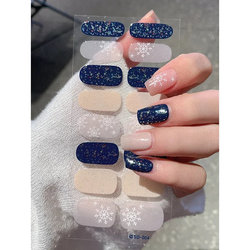 Christmas Snowflake Gel Nail Art Wraps