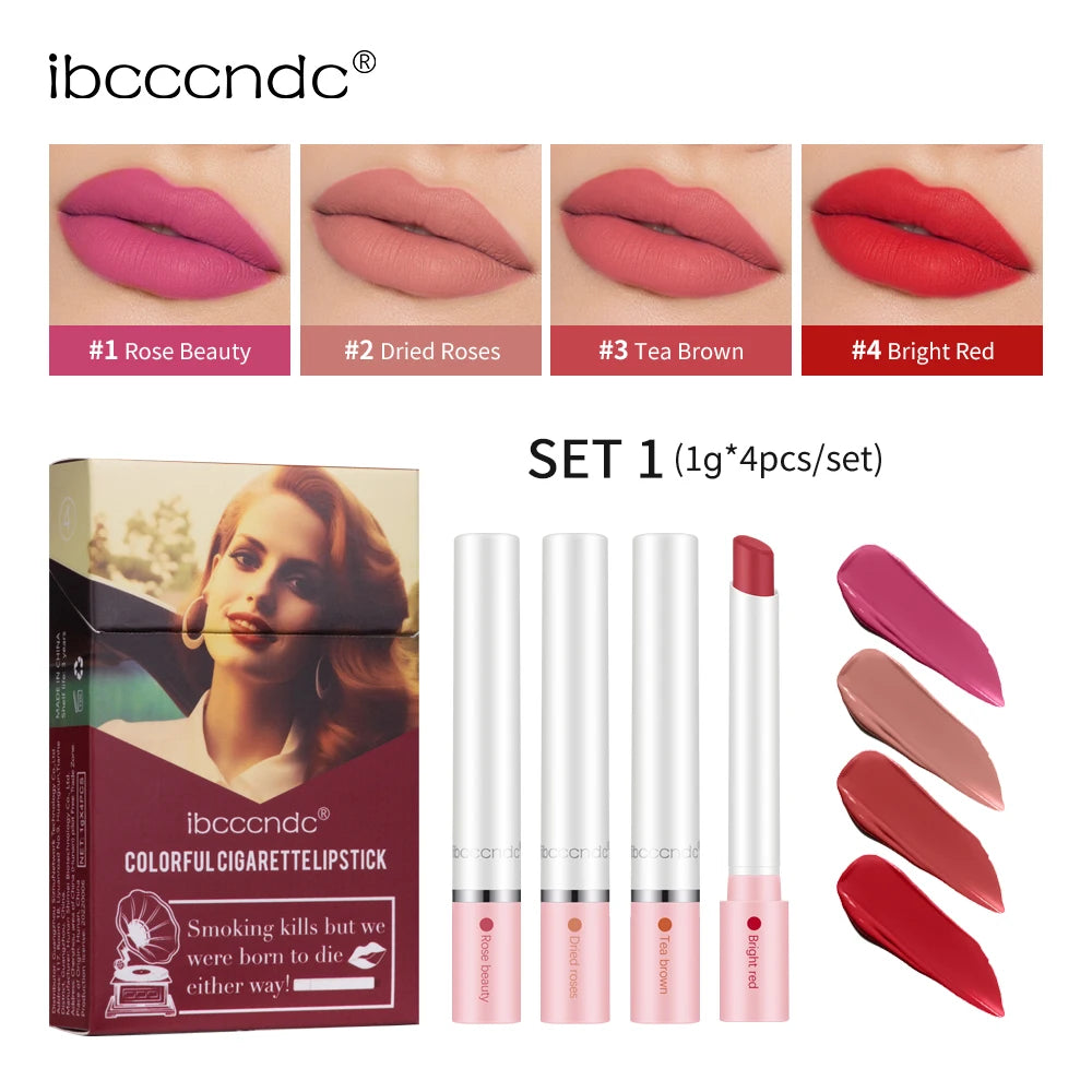 4-Piece Velvet Matte Lipstick Set Waterproof Long-Lasting - 25