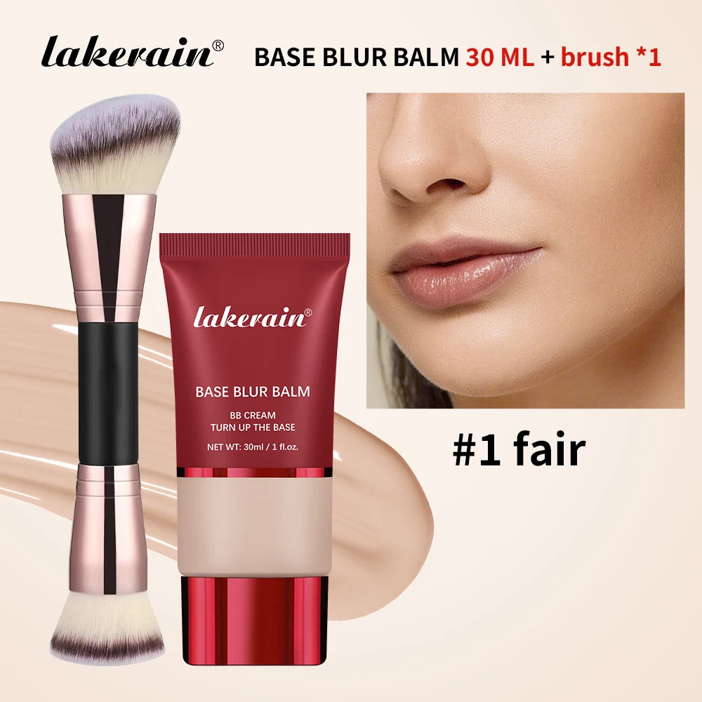 Matte Liquid Foundation and Dual-Ended Makeup Brush Set