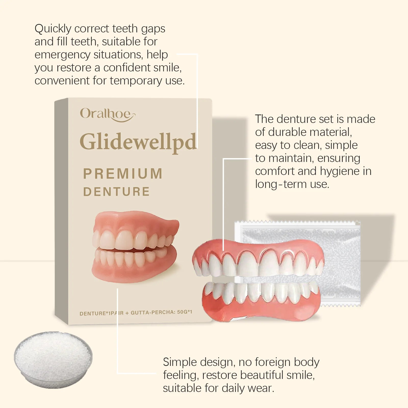 Temporary Silicone Cosmetic Dentures for Missing Teeth - 12