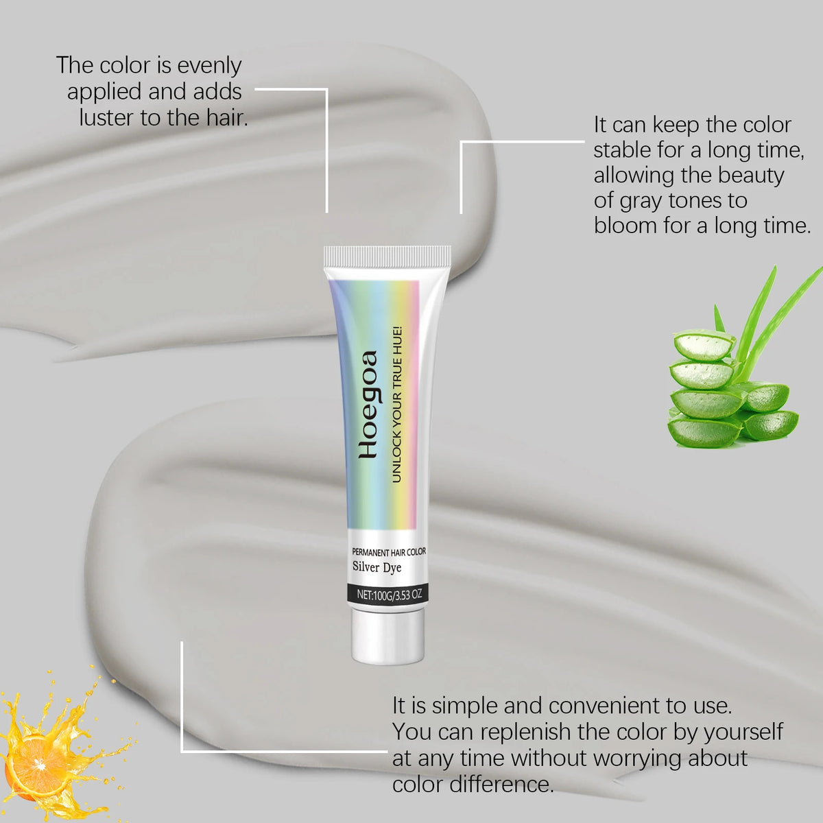 Permanent Silver Gray Hair Coloring Cream