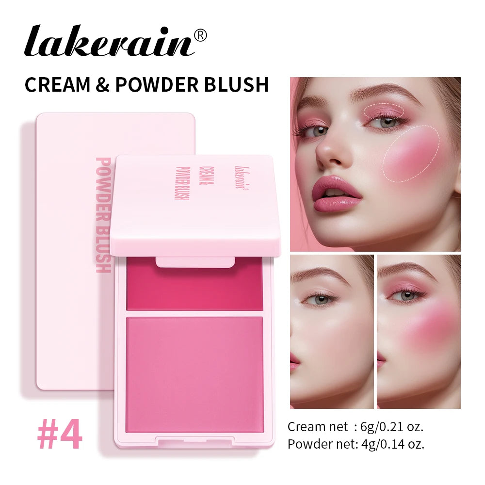 2-in-1 Cream and Powder Blush Palette for Long-Lasting Makeup - 2