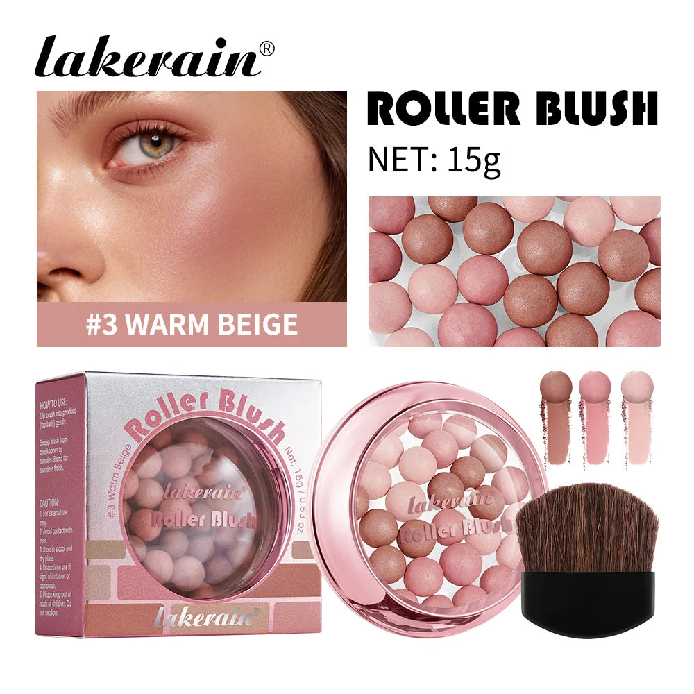 Spherical Shimmer Powder Blush Beads with Applicator