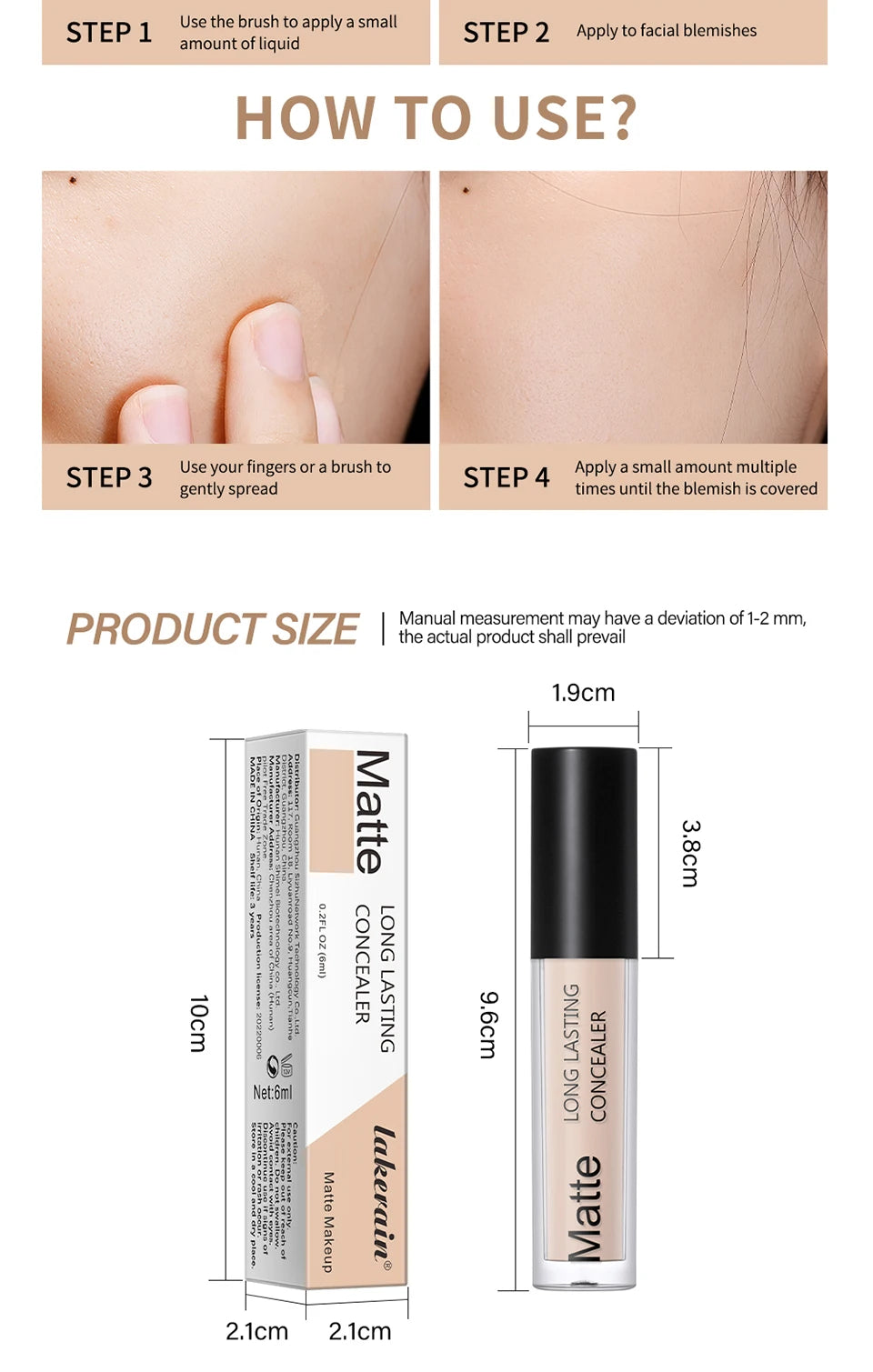 Full Coverage Long-Lasting Matte Liquid Concealer