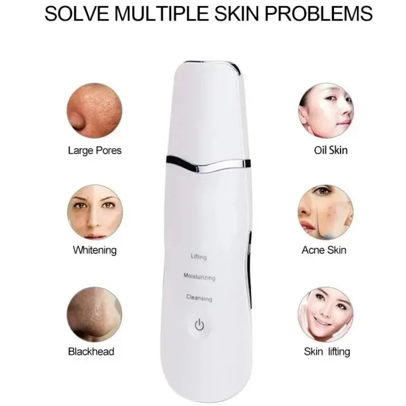 3-in-1 Ultrasonic Facial Skin Scrubber and Pore Cleaner