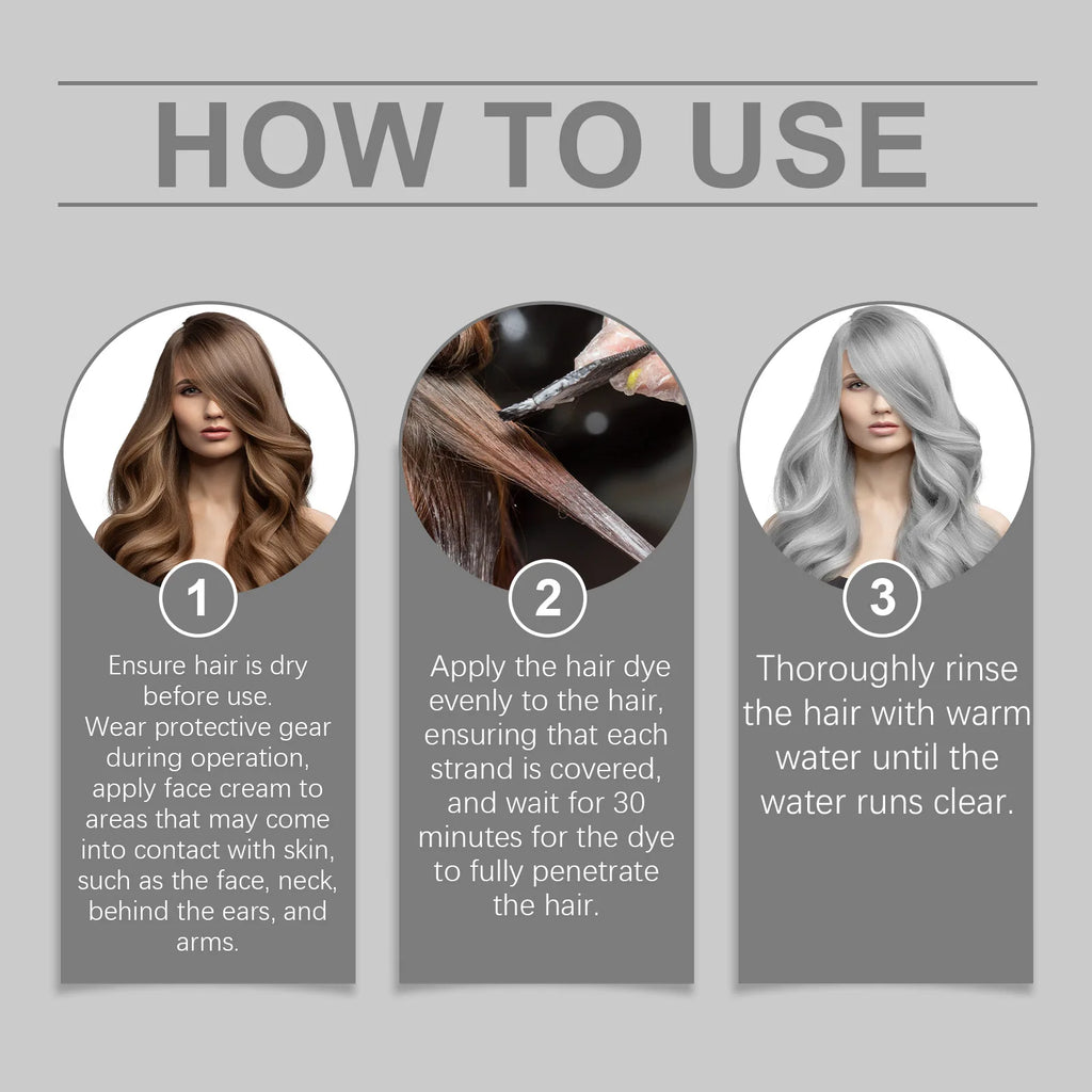 Permanent Silver Gray Hair Coloring Cream