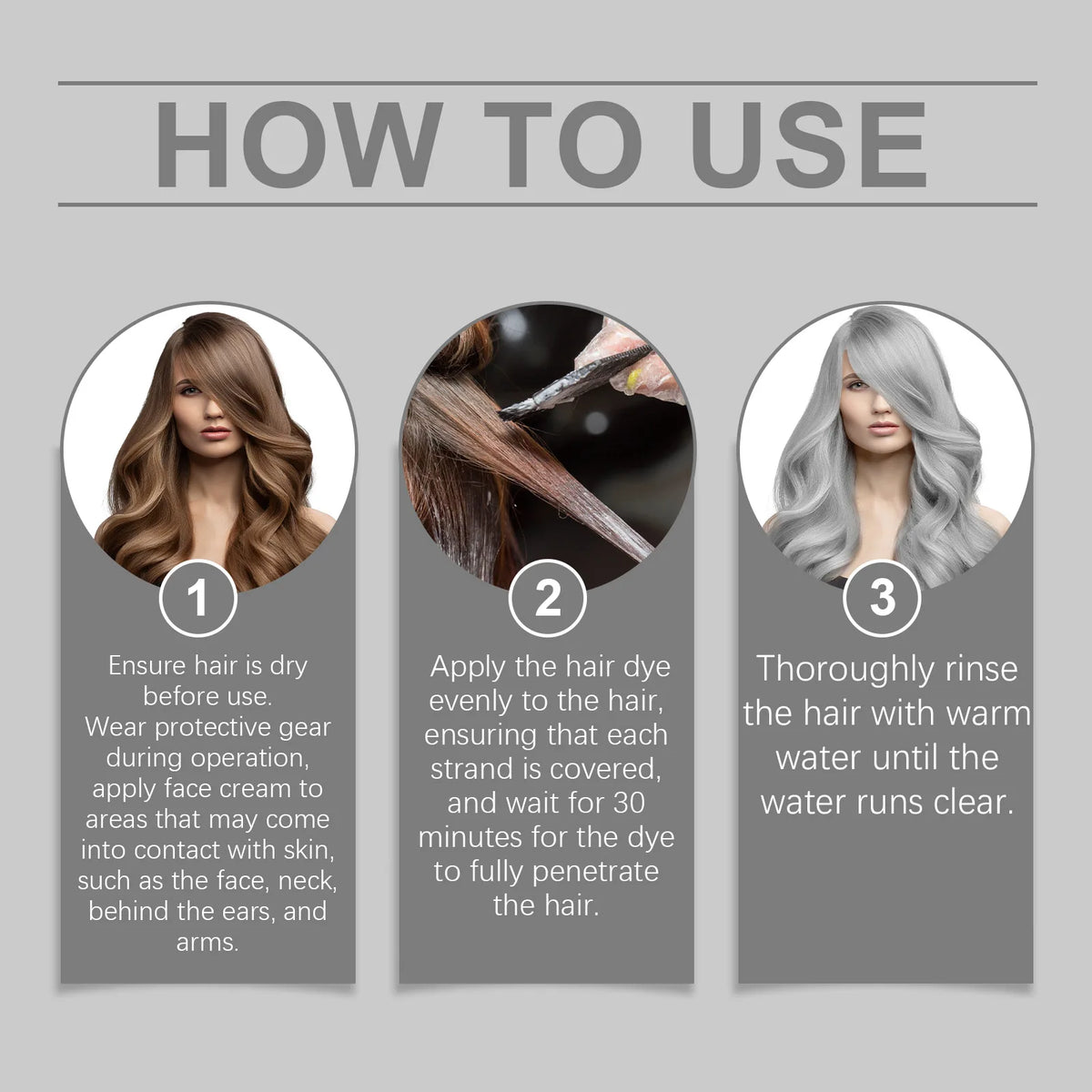 Permanent Silver Gray Hair Coloring Cream